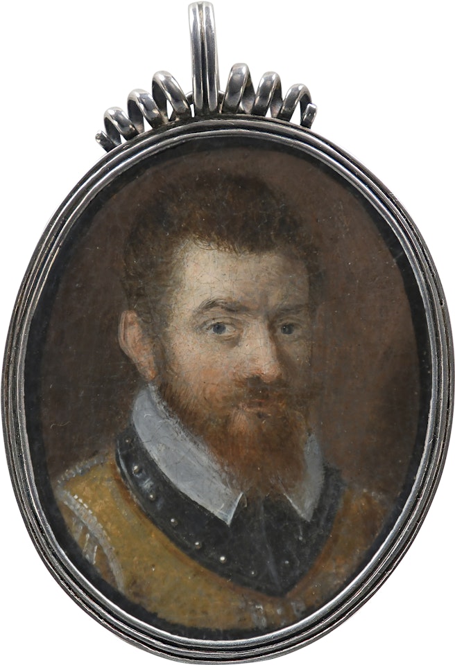 Portrait miniature of gentleman wearing a buff coat and armoured collar by Dutch School