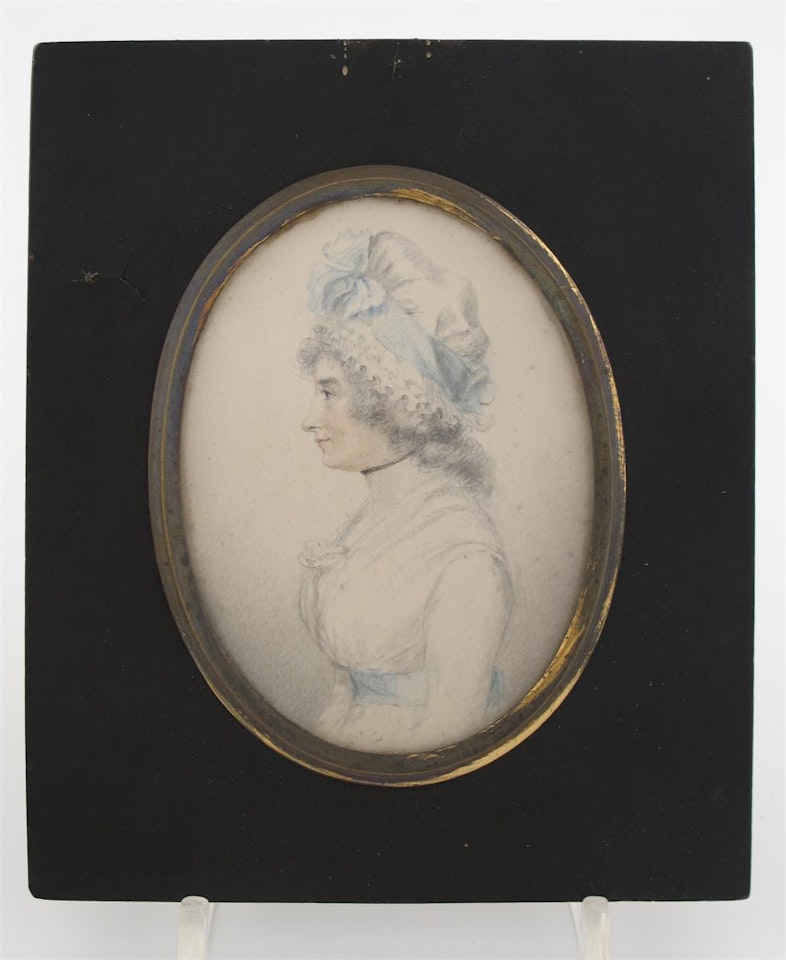 A lady, half length in profile, facing left by English School