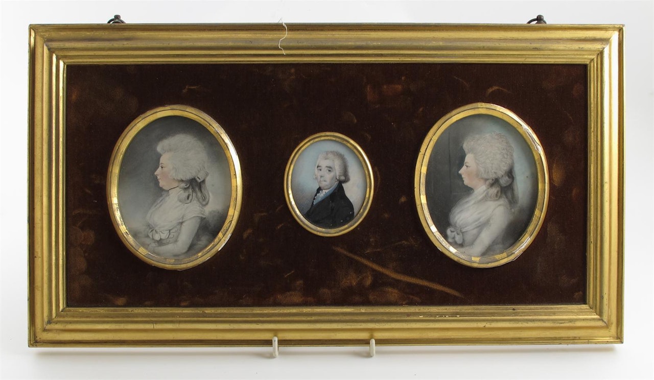 The Rev. Samuel Bulkeley, prebendary of Bristol d. 1809; his wife Lady Francis Bulkeley and her younger sister Mary Anastasia Grace, Baroness Mordaunt by English School