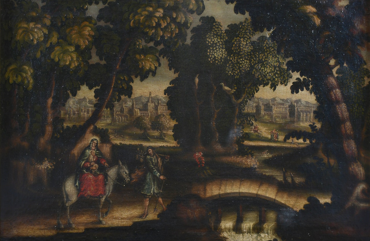 Landscape with the Flight into Egypt by Flemish School
