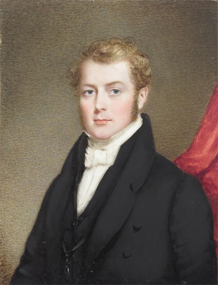 half length; facing left by English School