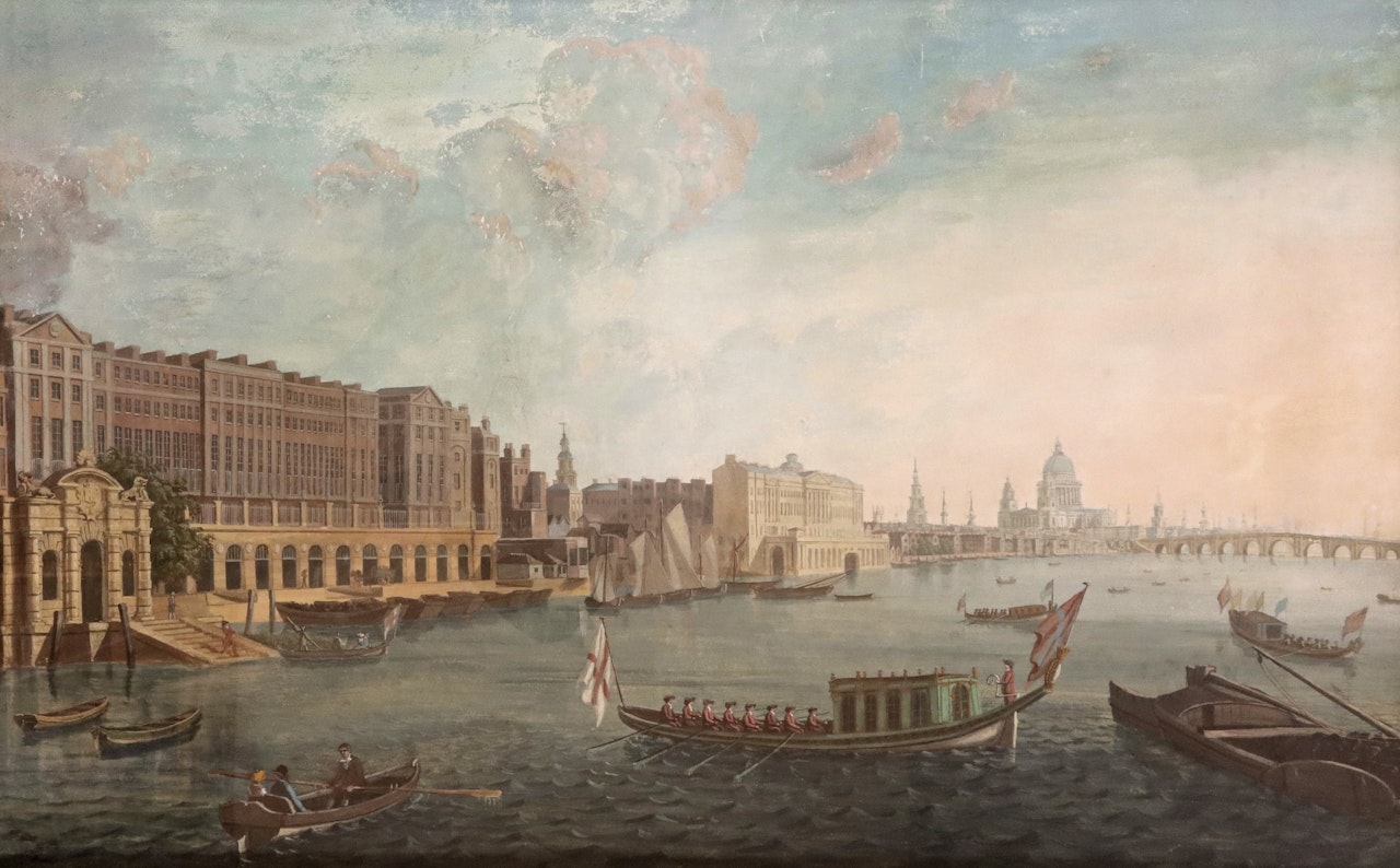 A view of the River Thames with St. Paul"s Cathedral by English School
