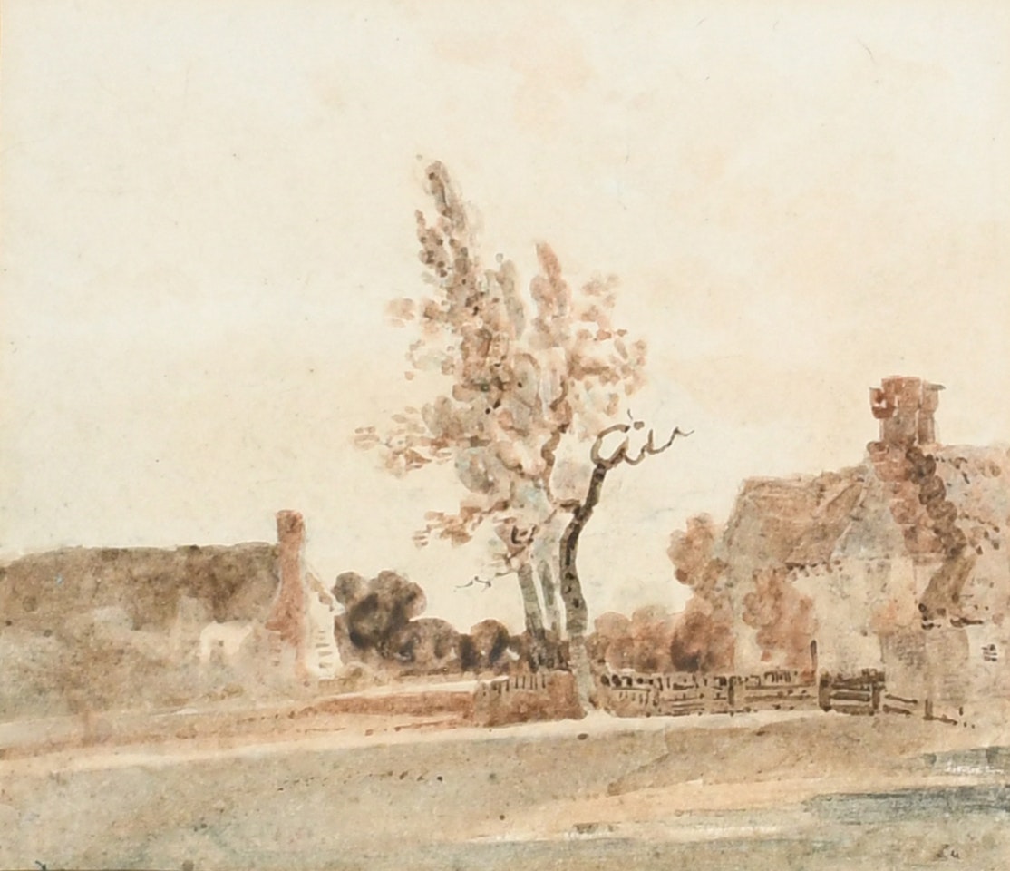 Landscape with a farmhouse and cottage by Thomas Girtin