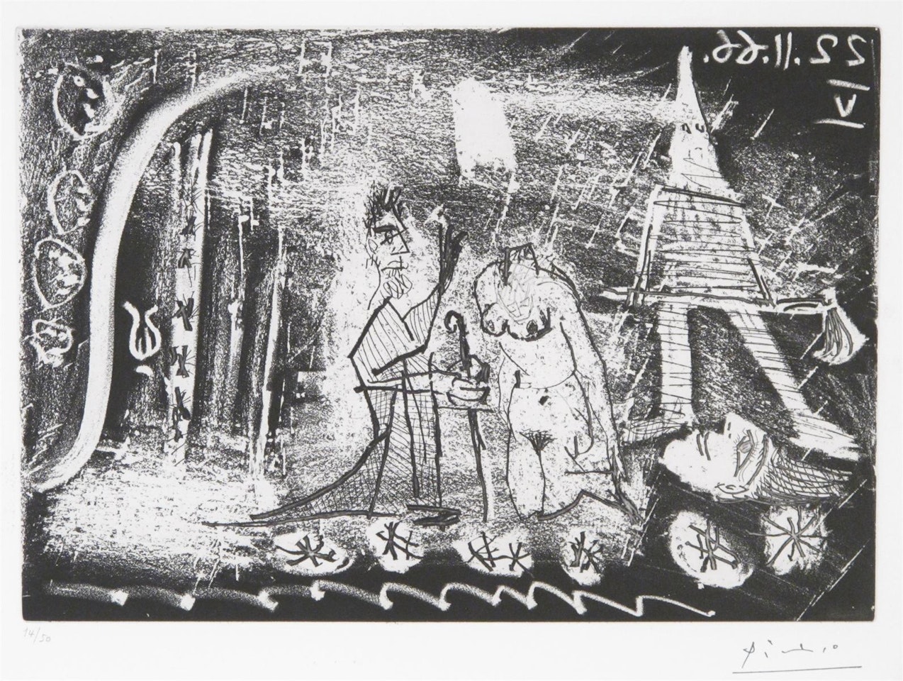 Au Théâtre: Femme Décapitée par un Bourreau, et Viellard by Pablo Picasso