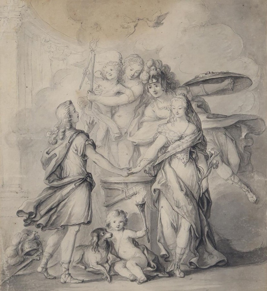 A marriage witnessed by angels and gods by French School