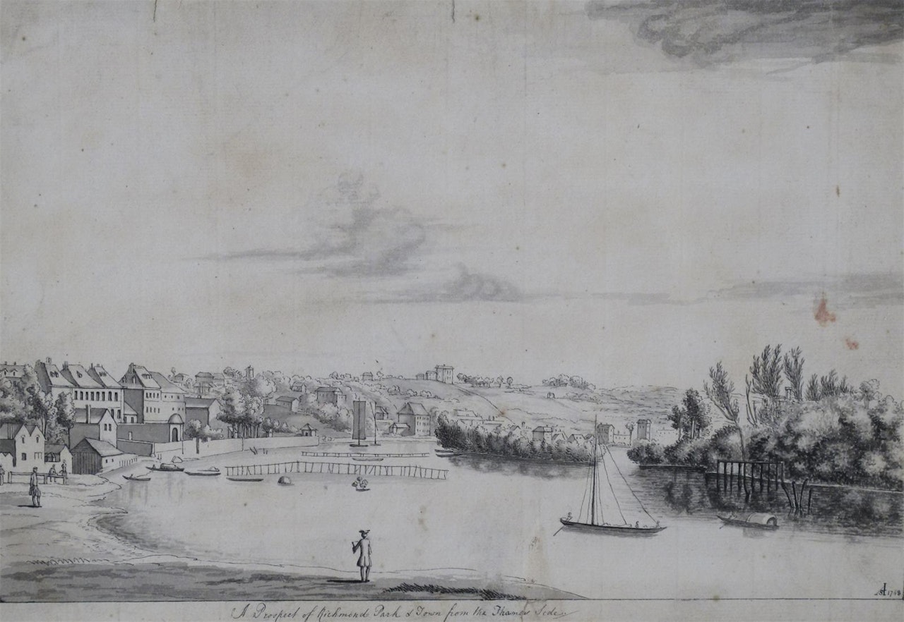 A Prospect of Richmond Park and Town from the Thames side by English School