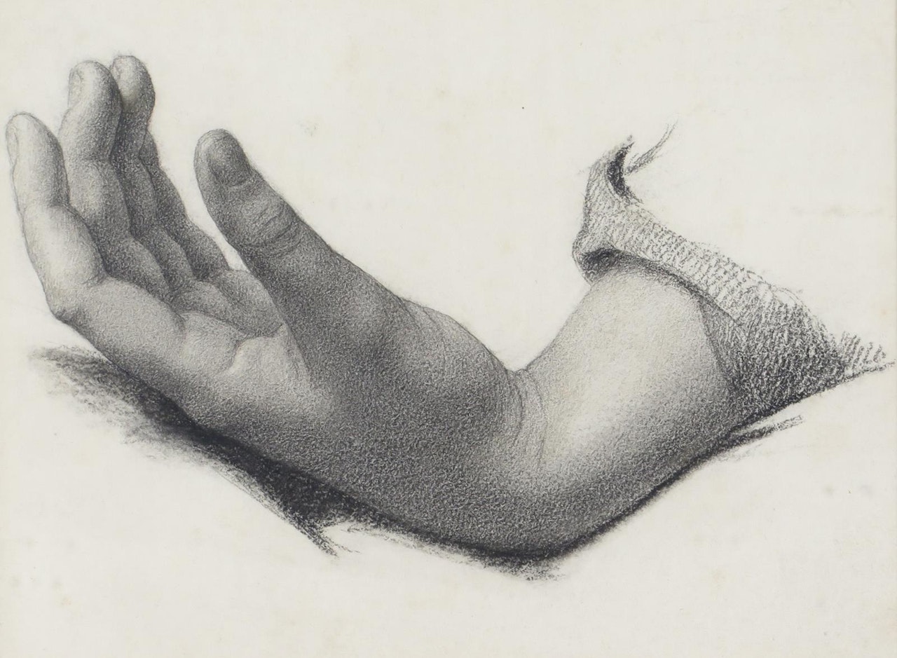 Study of a resting hand by English School