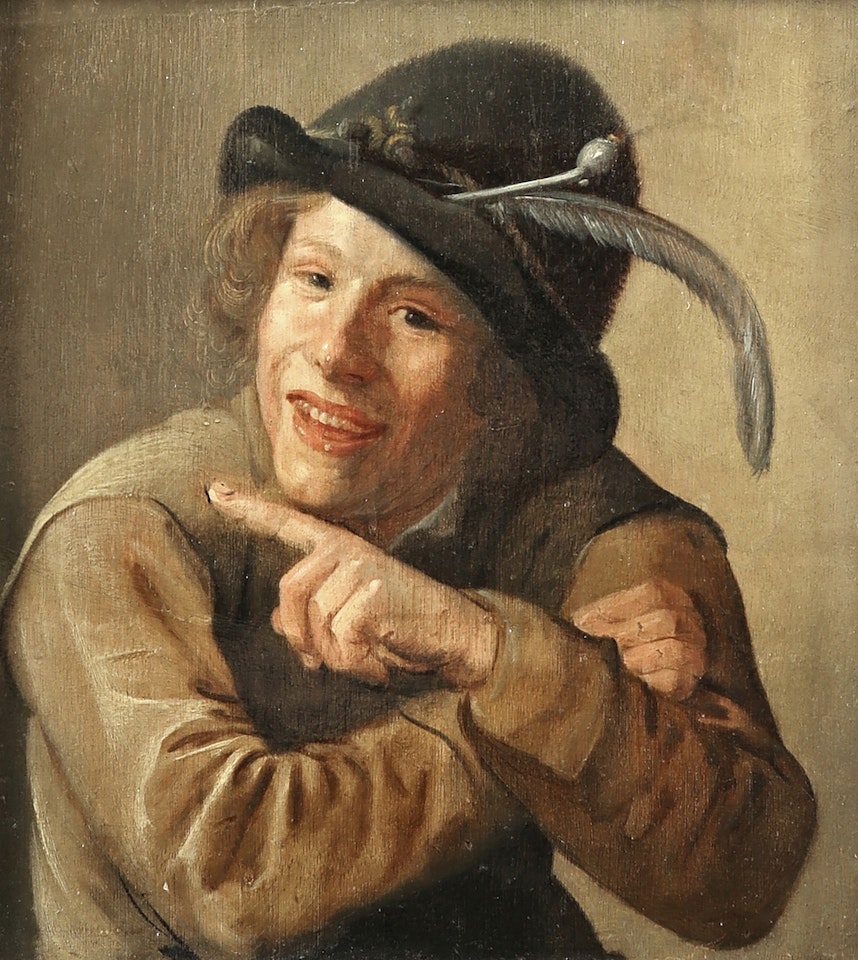 Laughing young man by Jan Miense Molenaer