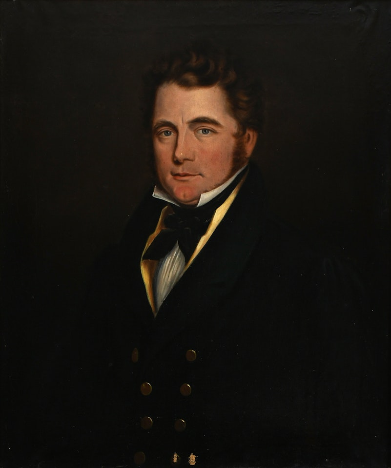 Portrait of a gentleman, probably a member of the Murray family, half-length, wearing a black coat and yellow waistcoat by English School