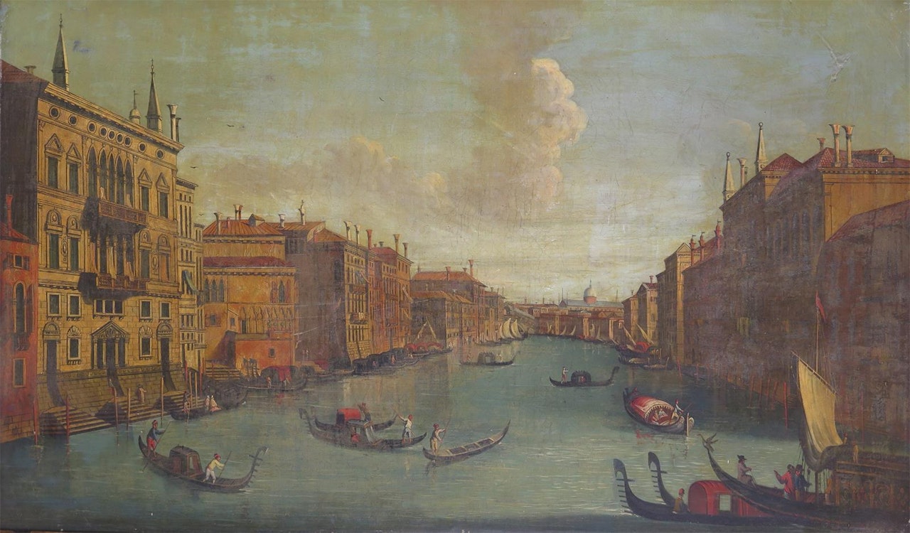 Gondolas on the Grand Canal, Venice by Follower of Canaletto