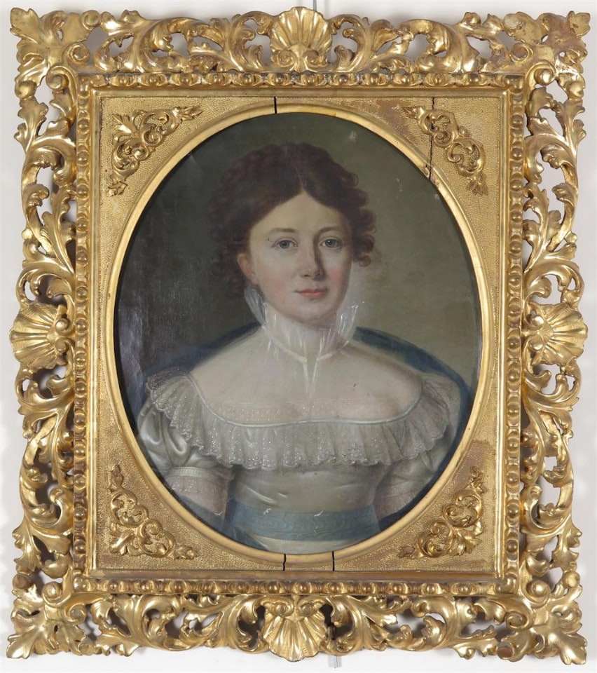 Portrait of a lady wearing white by French School