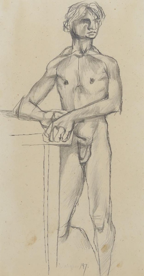 Male Nude by Table by Keith Vaughan