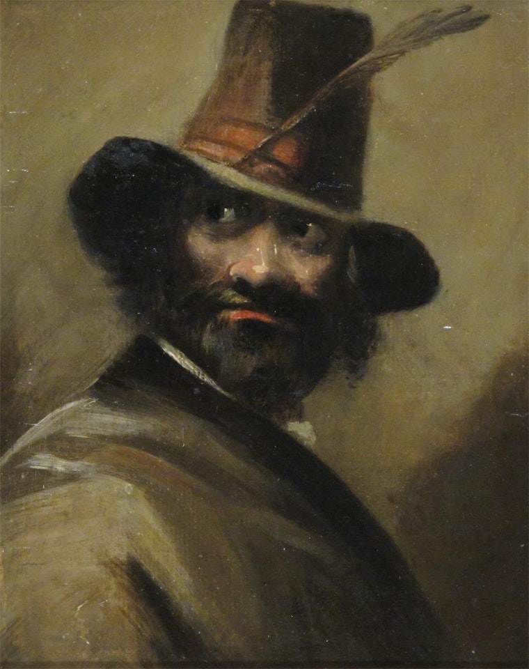 Portrait of a bearded man in a plumed hat by French School