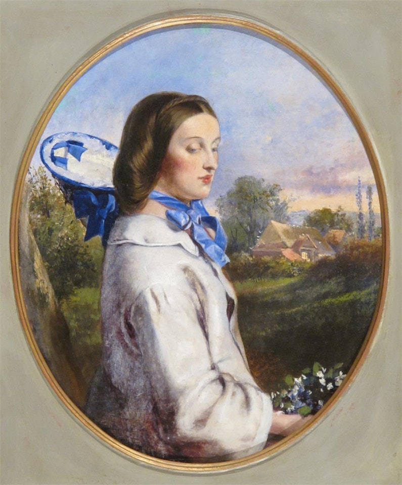 Portrait of a lady in a garden by English School