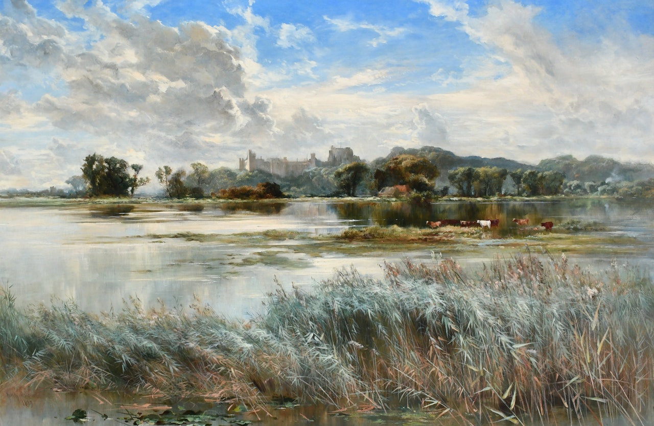 Arundel Castle with cattle watering in the foreground by Keeley Halswelle
