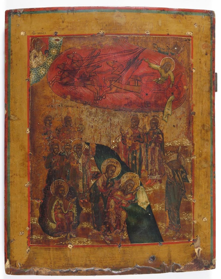 Icon with Scenes from Elijah by Russian School