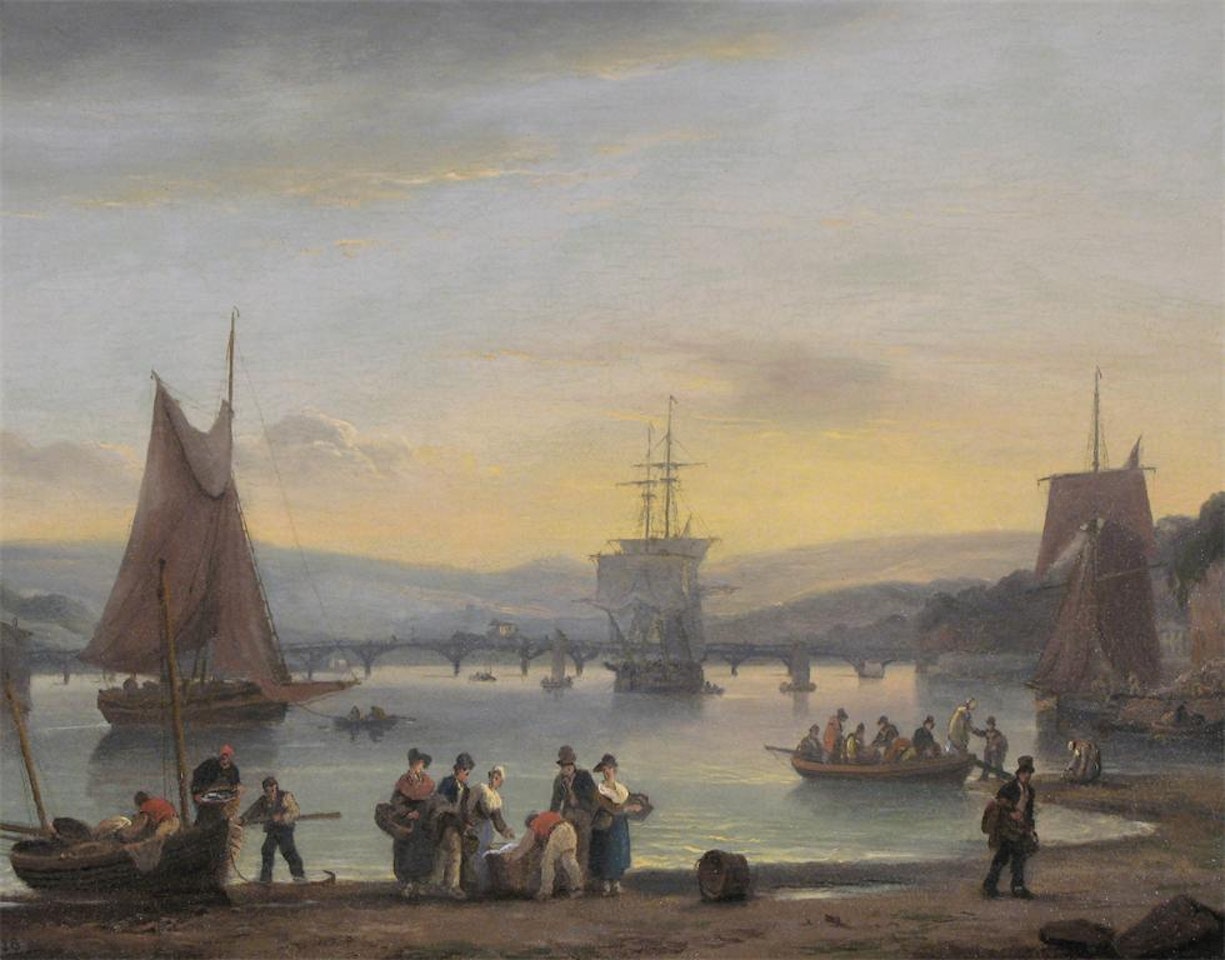 Harbour Scene at Teignmouth Devon by Thomas Luny