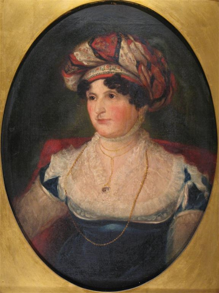 Portrait of a lady in a turban by English School