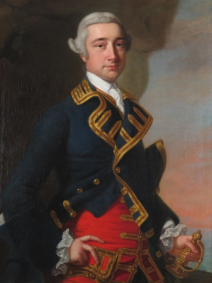 Portrait of a Naval Officer; Three quarter length, standing by English School