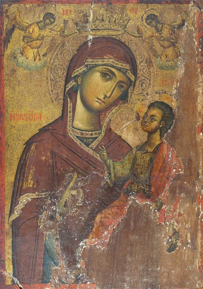 An icon of the Virgin and child by Russian School
