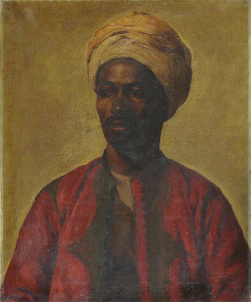 Portrait of a man wearing a turban by Continental School