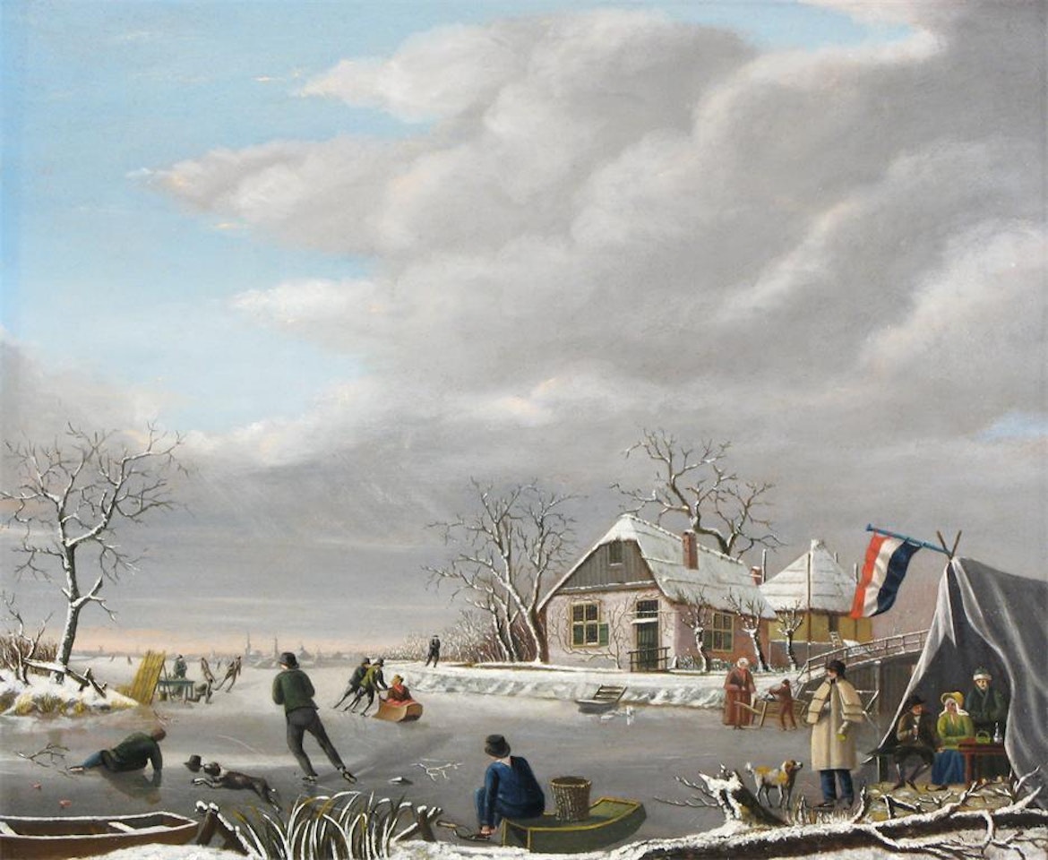 Skating scene by Dutch School