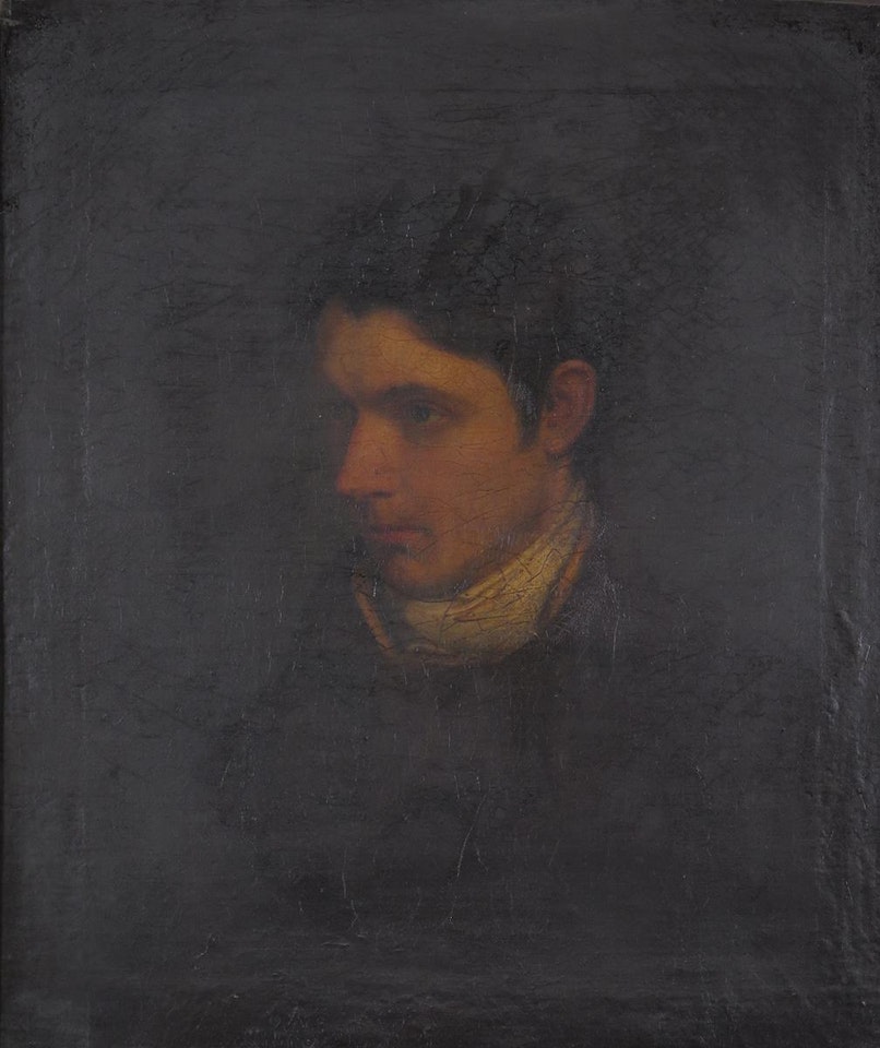 Portrait of a gentleman wearing a dark coat and white stock by English School