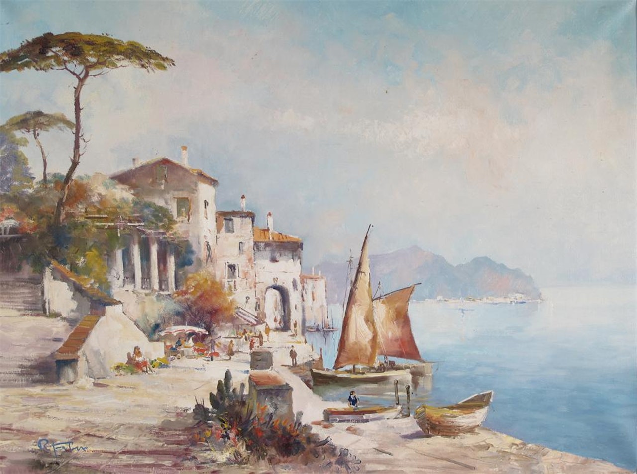 Coastal view near Naples by Italian School
