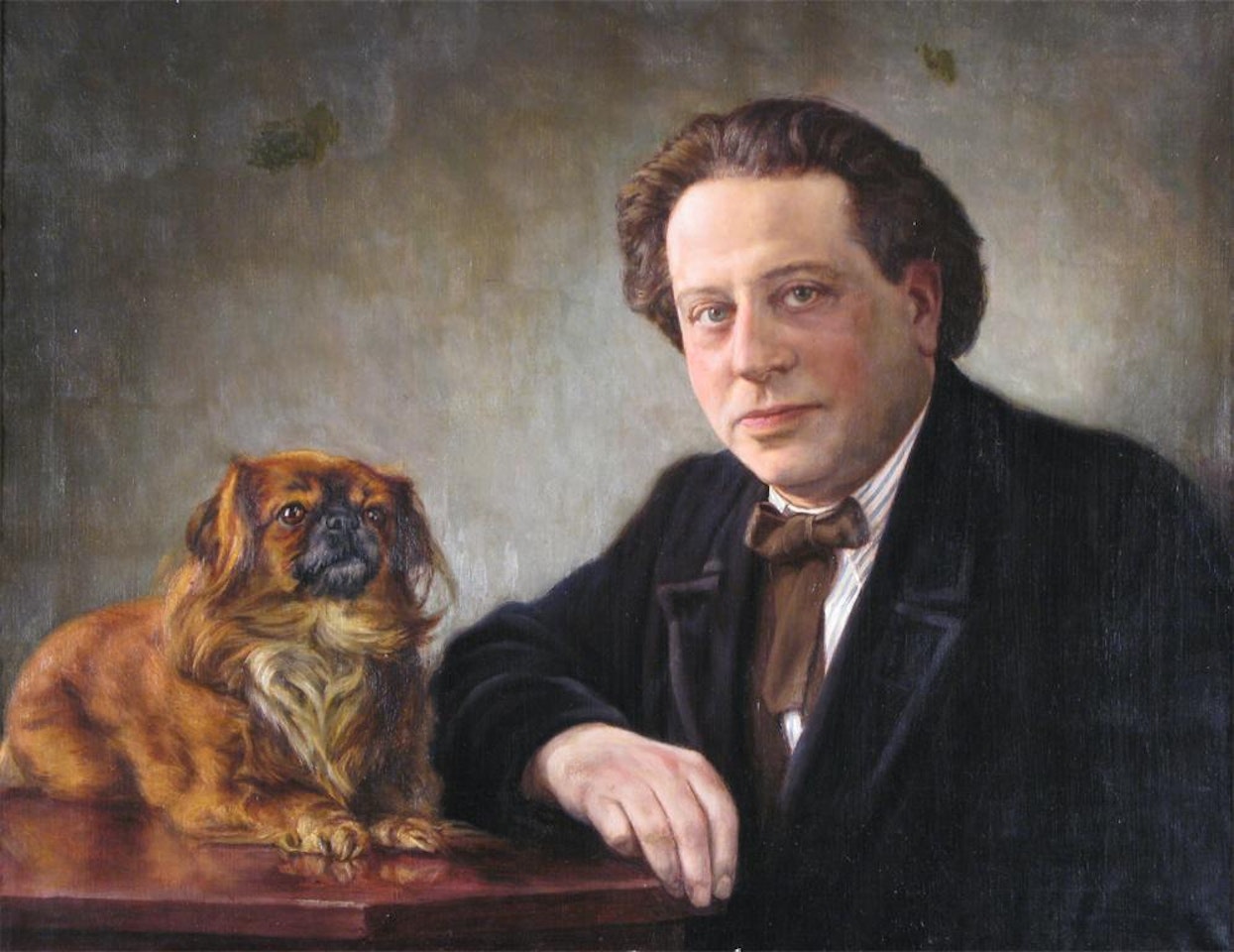 Portrait of Laurence Cowen with his King Charles Spaniel by English School
