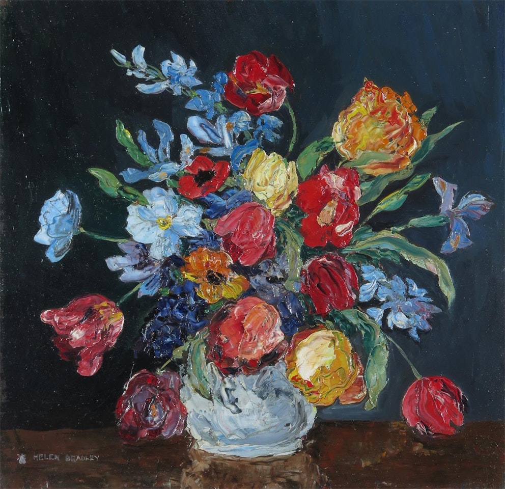 Still life of tulips in a vase by Helen Bradley