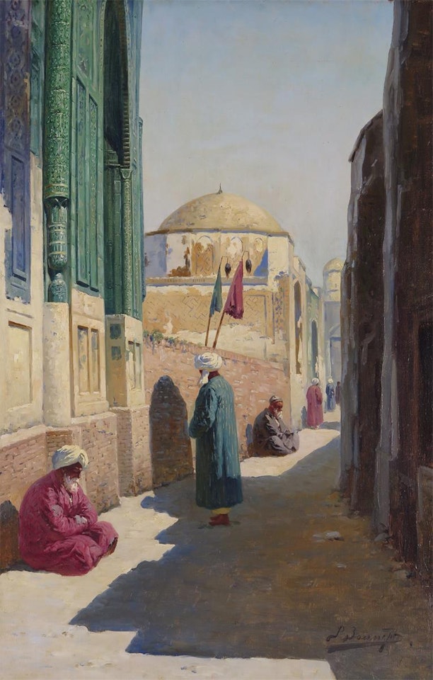 Figures by a mosque by Richard Karlovich Zommer