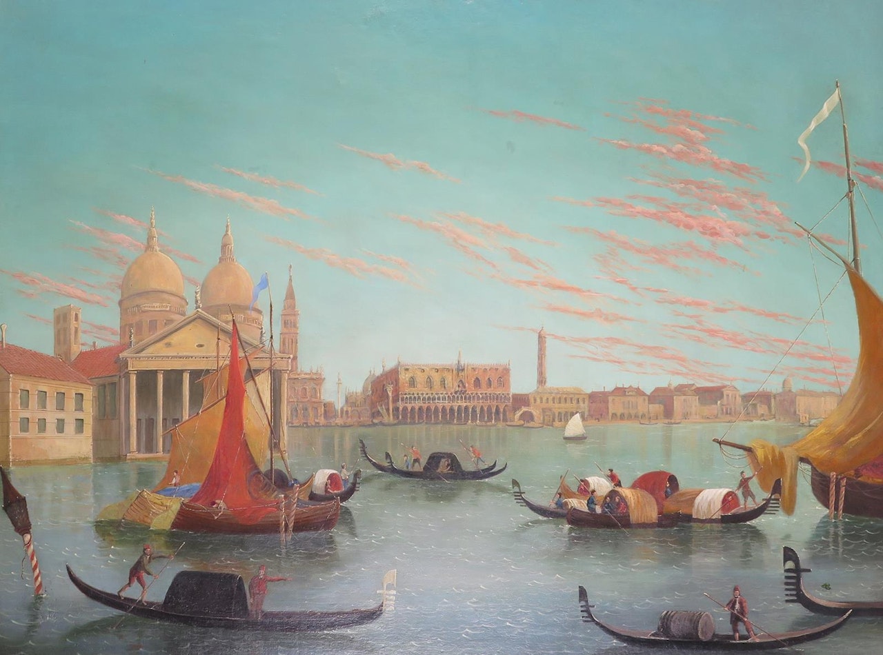 View of the Doge"s Palace and Santa Maria della Salute, Venice by English School
