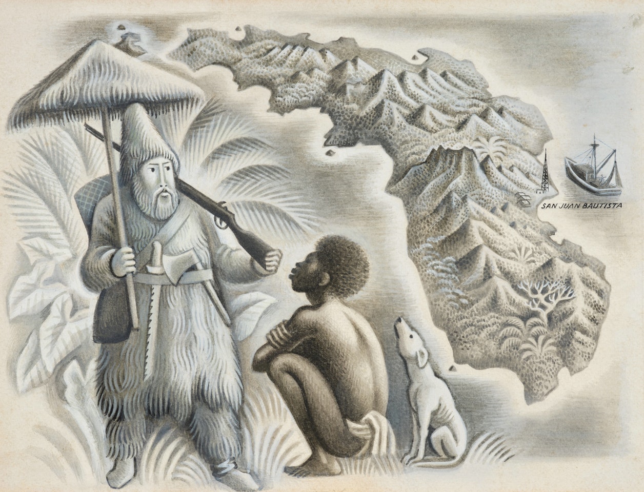 The Robinson Crusoe Legend Draws Tourist Steamers to Más-á-Tierra in the Juan Fernandez Islands by Miguel Covarrubias