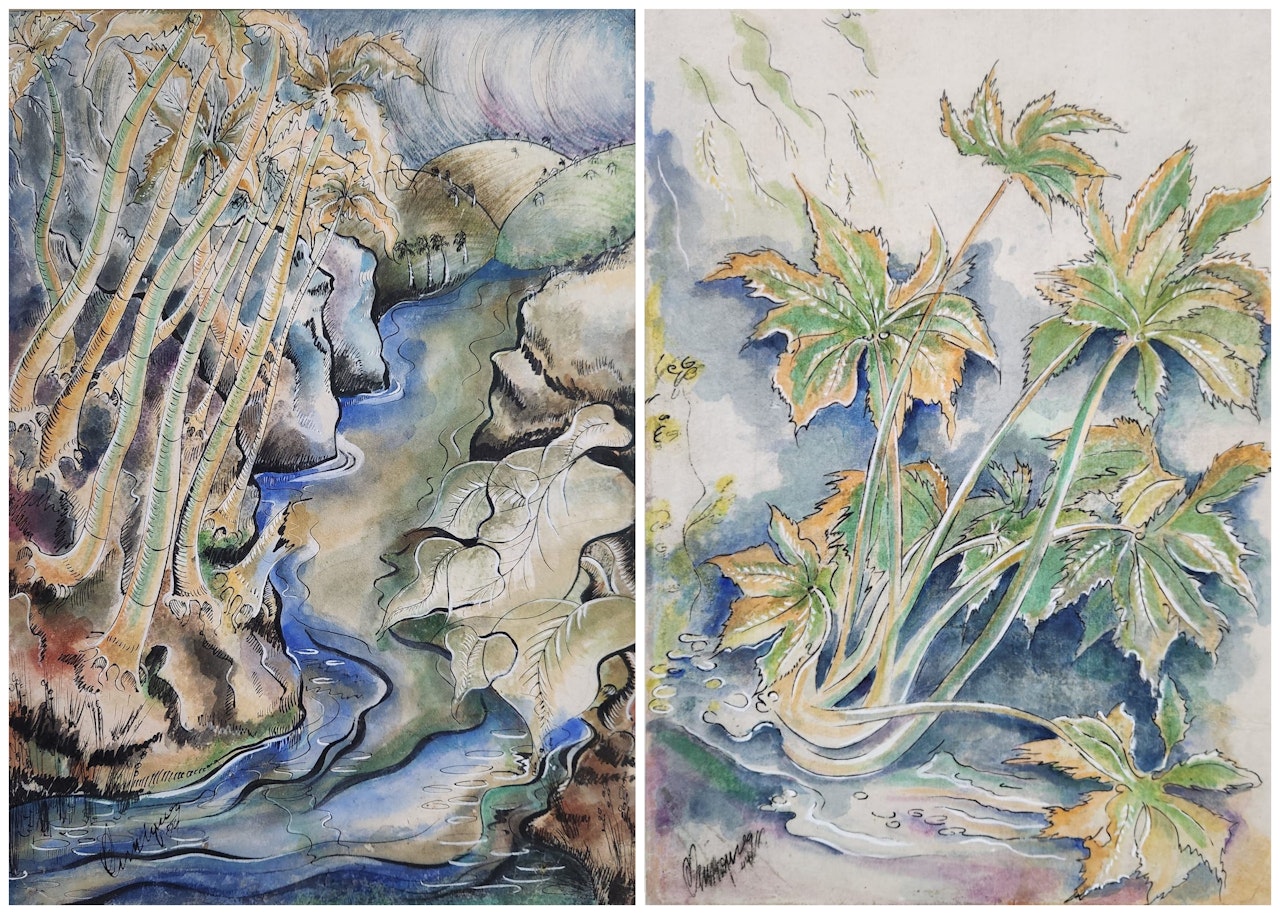Paisaje Cubano & Begonias [Two Works] by Carlos Enriquez