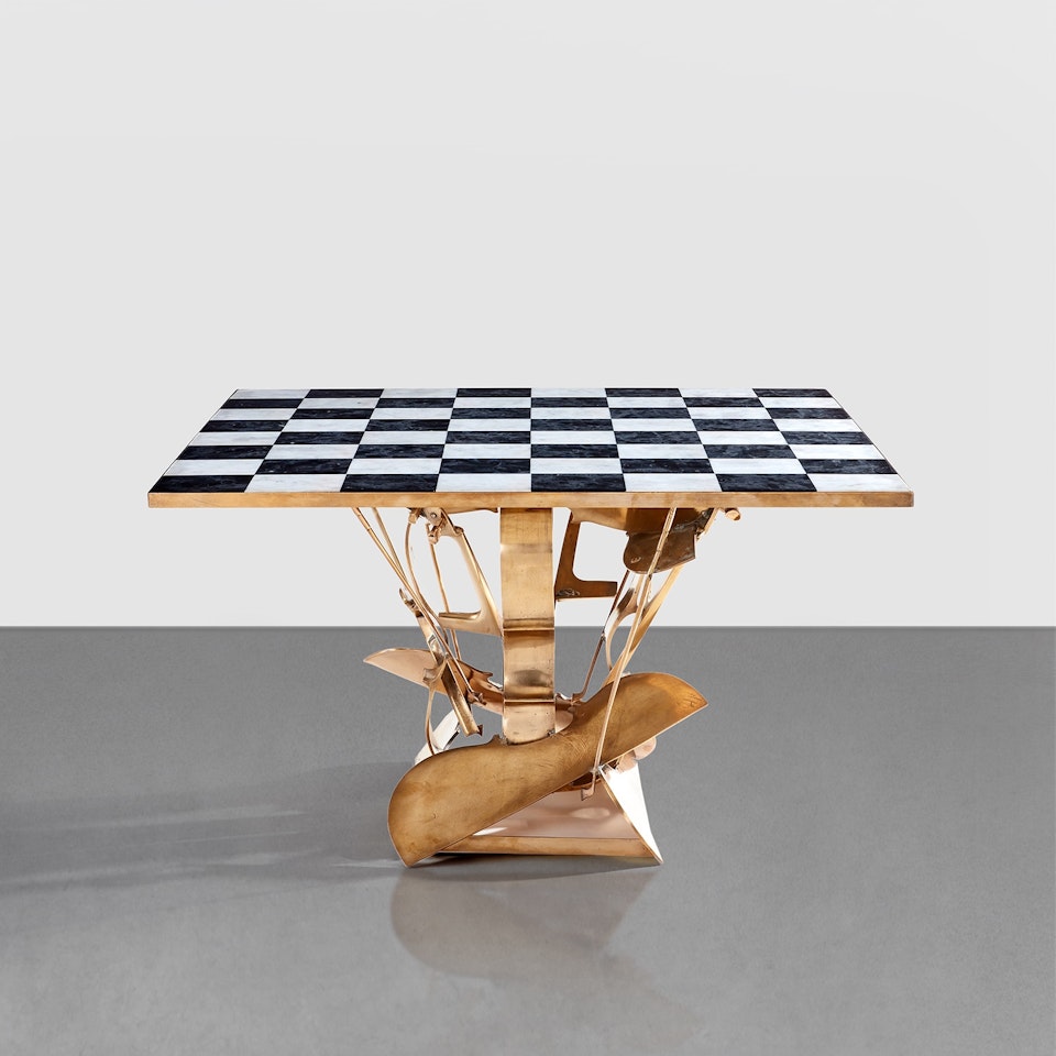 Bronze musical instrument table by Arman