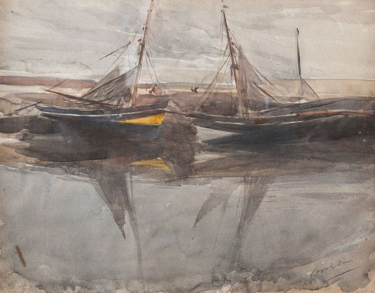 boat at low tide by Giovanni Boldini