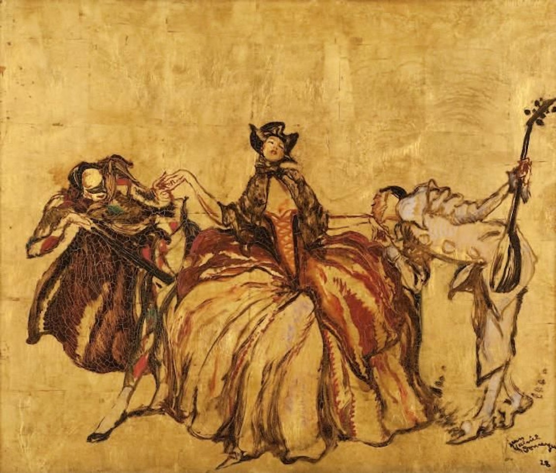 Three characters from Comedia dell"arte by Jean Gabriel Domergue