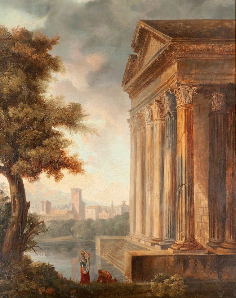 Temple by the water by French School
