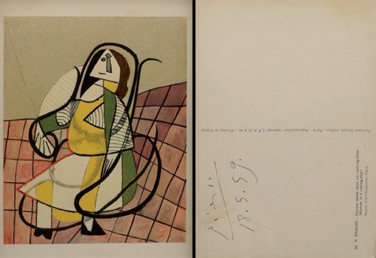 Woman sitting in a rocking chair by Pablo Picasso