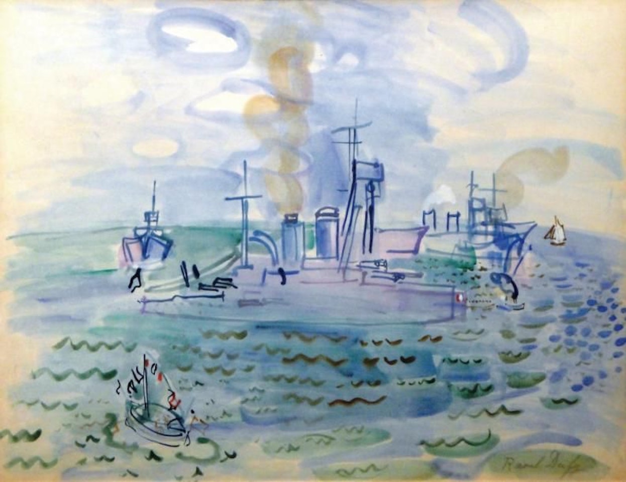 Warships in the harbor of Toulon by Raoul Dufy