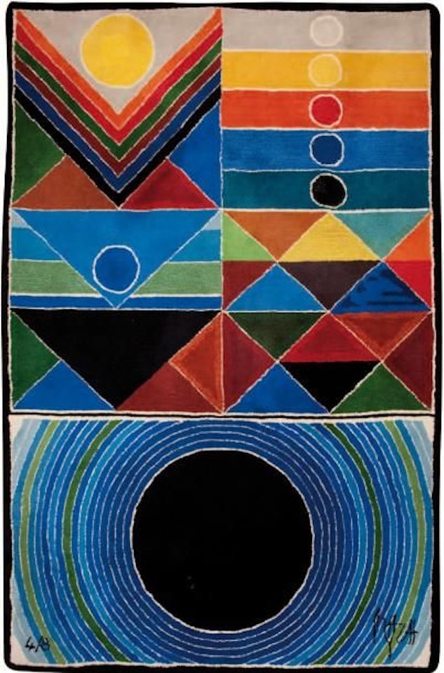 Abstraction hand-made wool rug by Sayed Haider Raza
