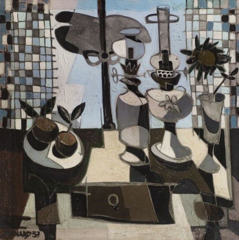 Still life with oil lamps by Claude Venard