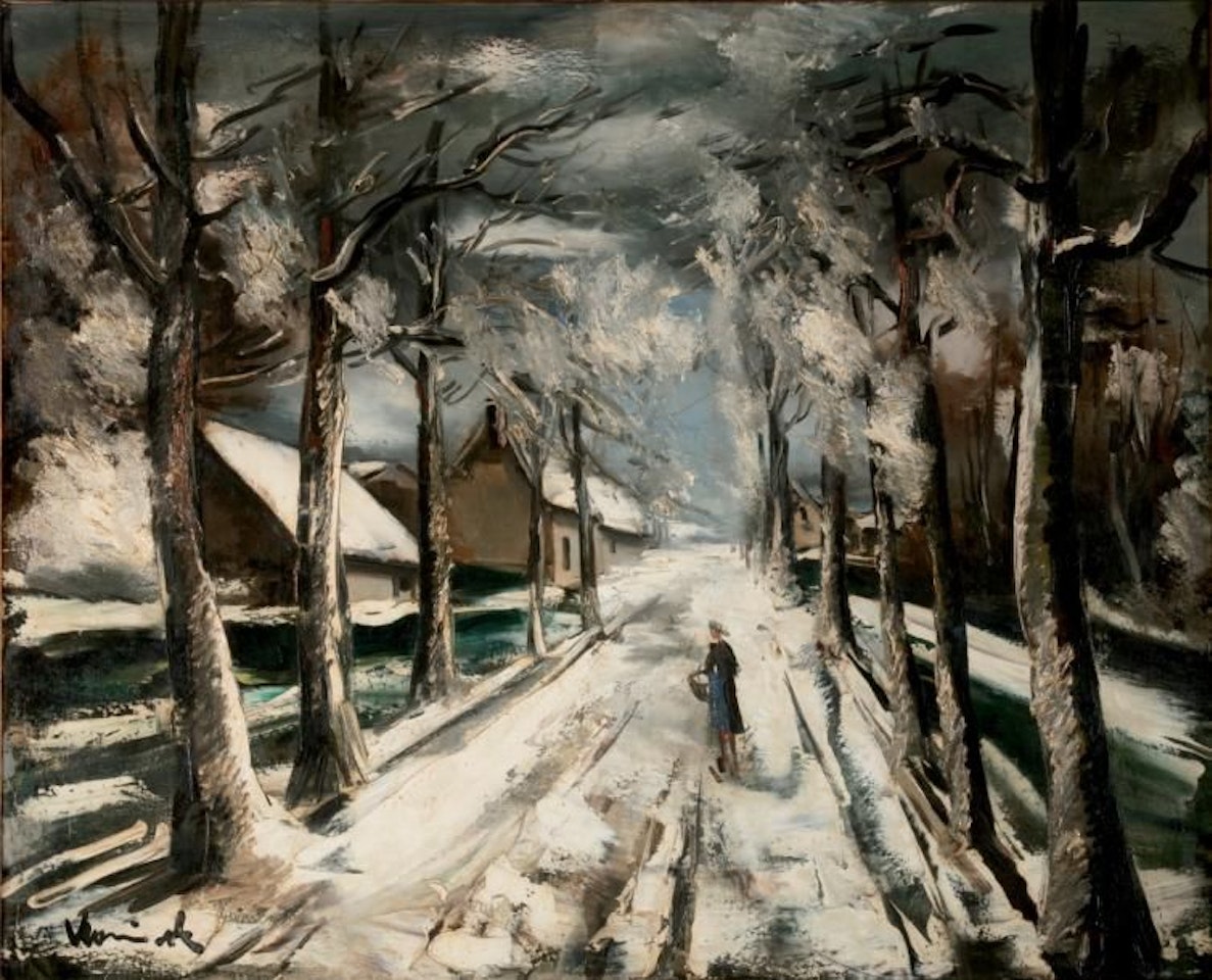 The road under the snow by Maurice de Vlaminck