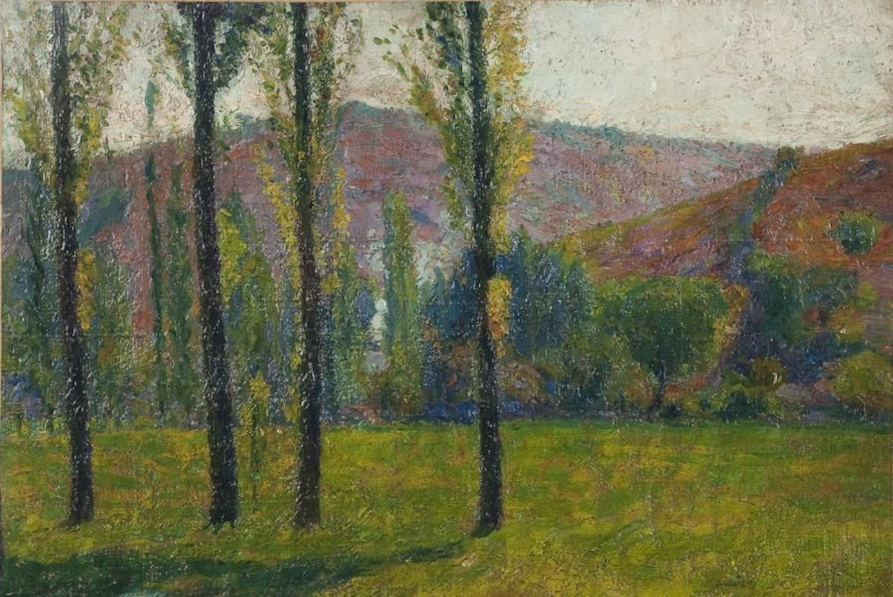 Landscape with poplars by Henri Jean Guillaume Martin