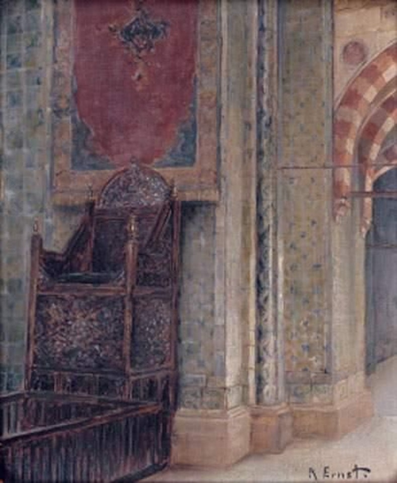 Interior of mosque in Constantinople (Rostem Mosque?) by Rudolf Ernst