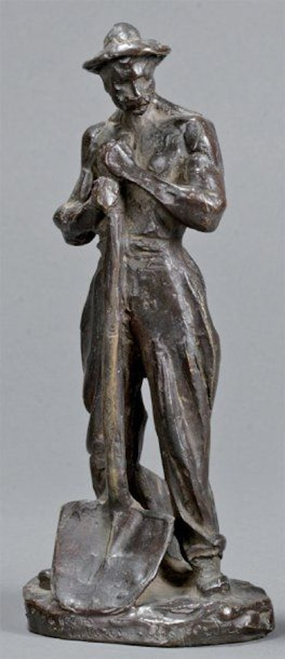 The Excavator leaning on his bronze proof shovel by Aime Jules Dalou