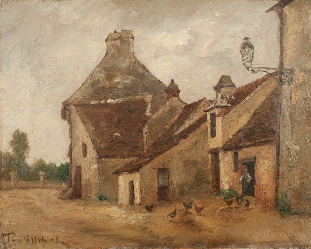 Lively farmyard by Paul Désiré Trouillebert