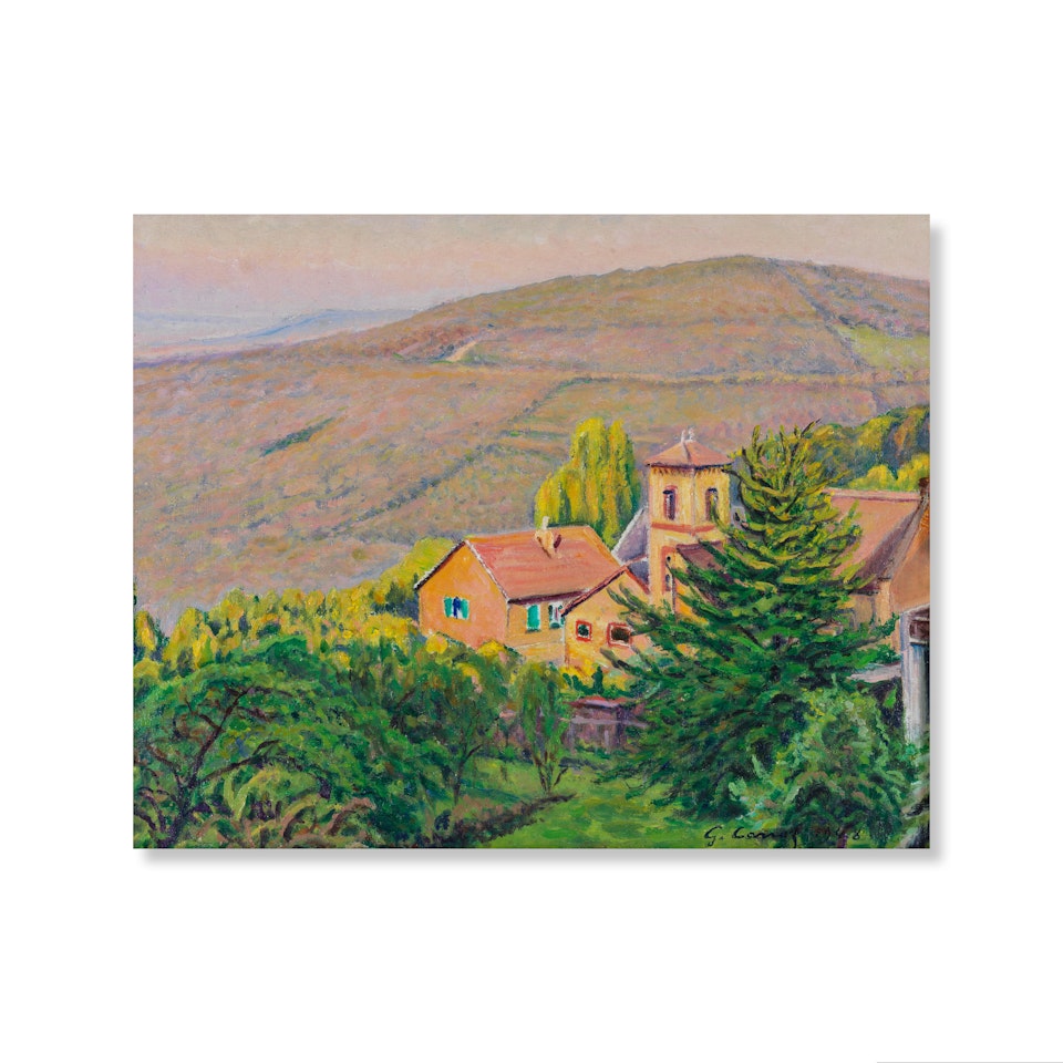 Vue de ma fenêtre Le village de Georgenborn et montagne de Hansen-Kopf by Gustave Cariot