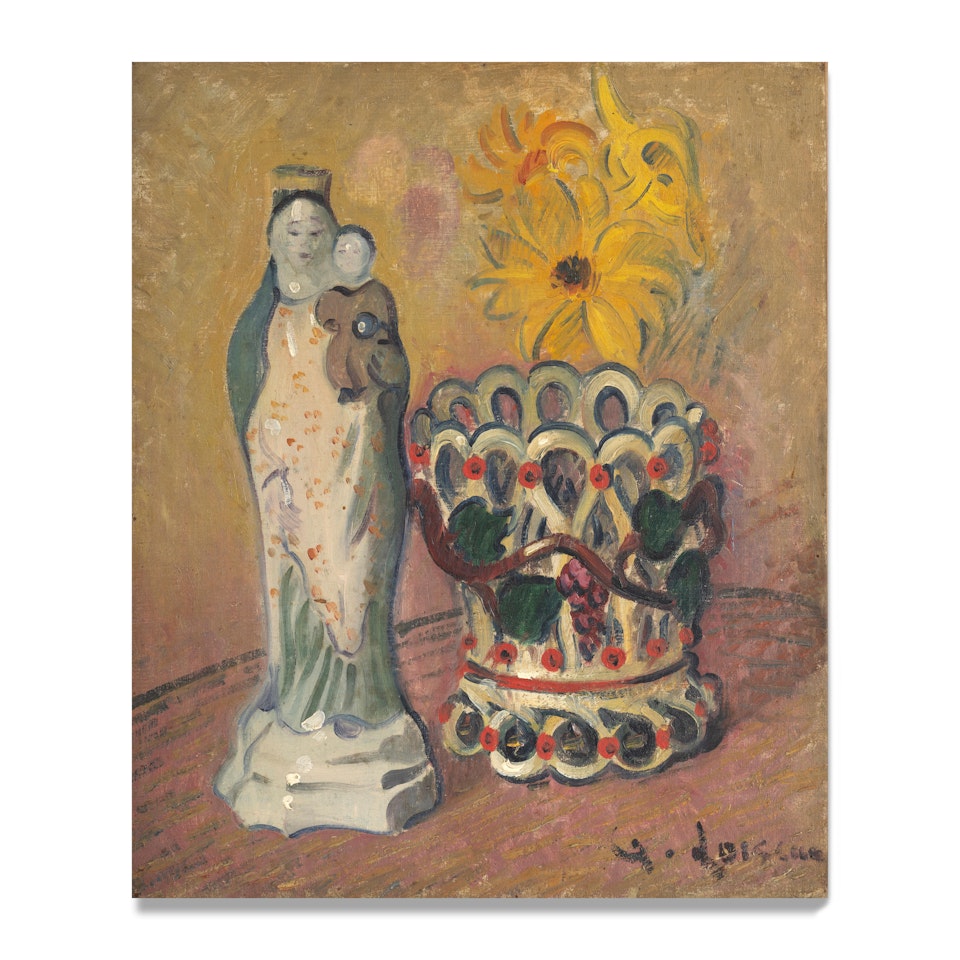 Vierge bretonne et vase en faïence by Gustave Loiseau