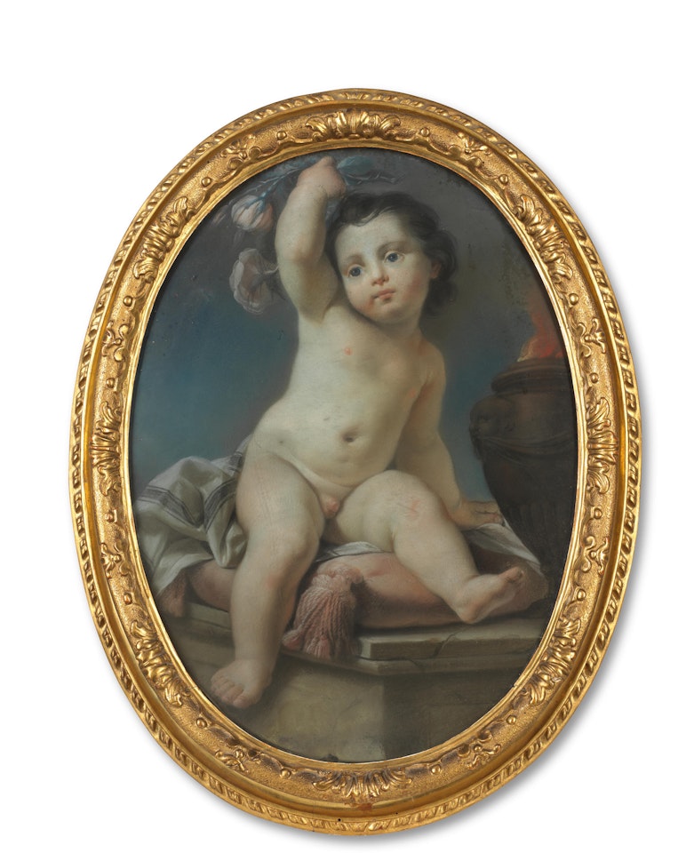 A putto holding a garland by Neapolitan School